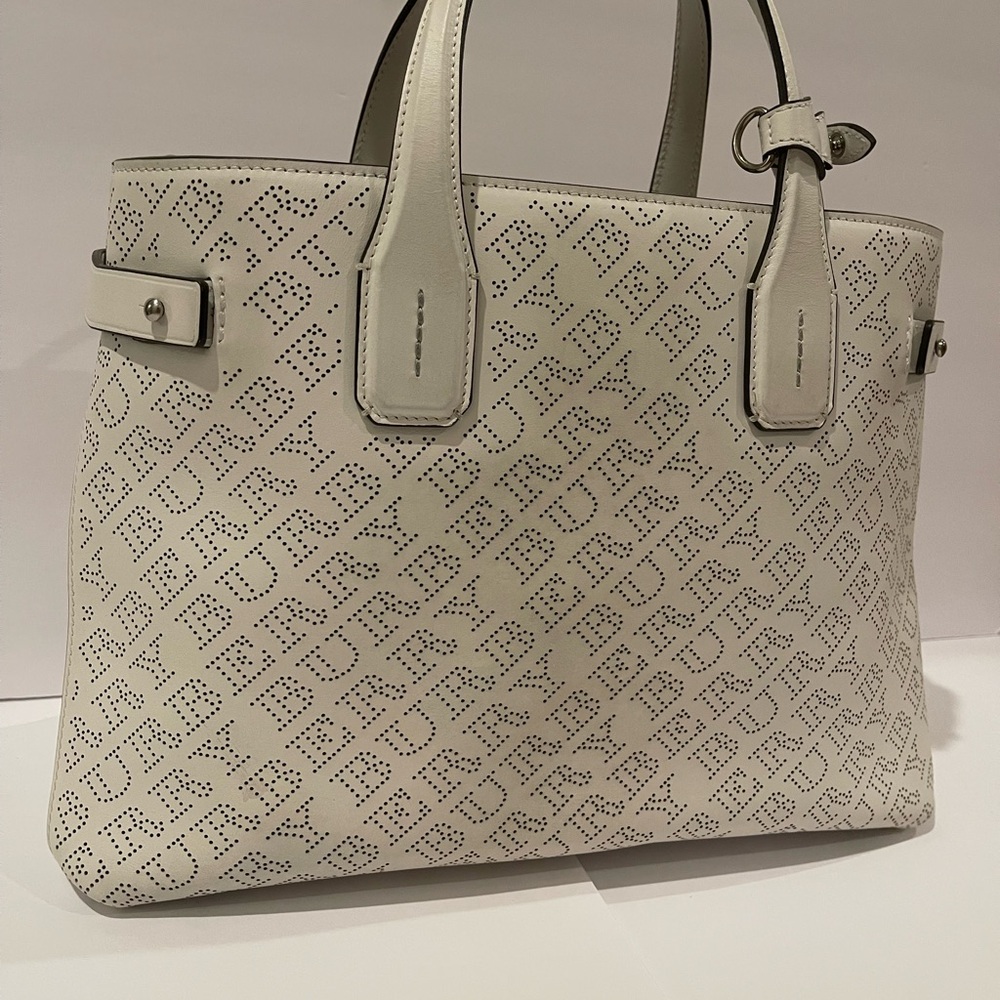 Burberry Cream Satchel with Structured Design and Top Handles